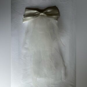 Elegant Satin & Tulle Bridal Hair Bow Clip | White Wedding Accessory